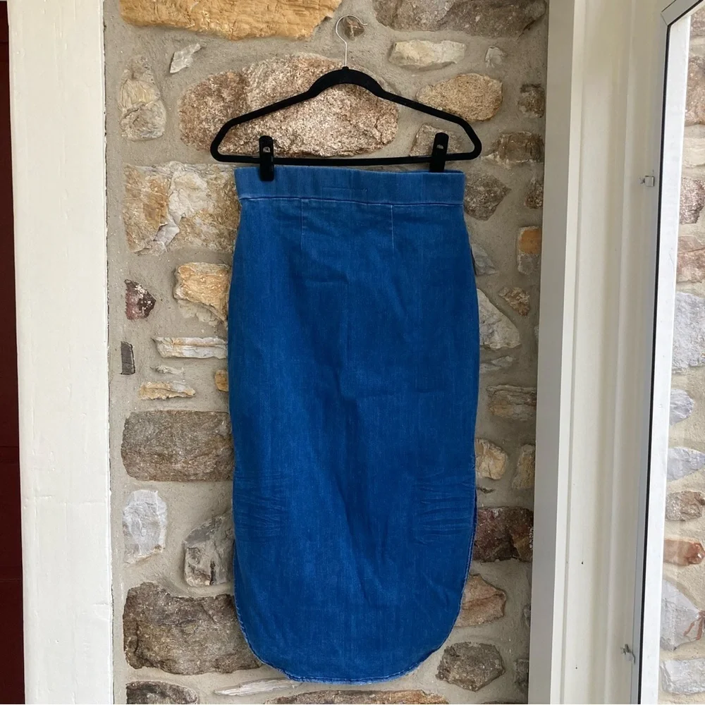 FRANK & EILEEN Donegal Unforgettable Denim Jean Skirt 1977 Medium Wash Grinding - Picture 10 of 17